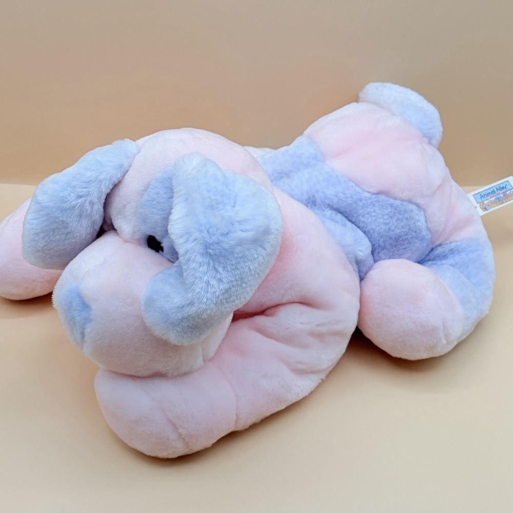 Animal Alley Pink Purple Large Soft Puppy Plush VTG Toys R Us Lovey 2000 Toy 14"